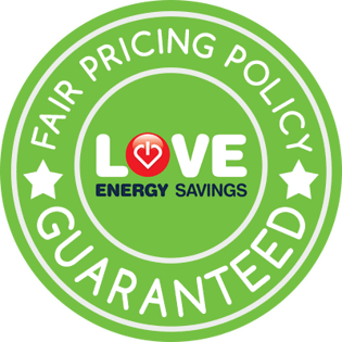 love energy savings fair price guarantee logo