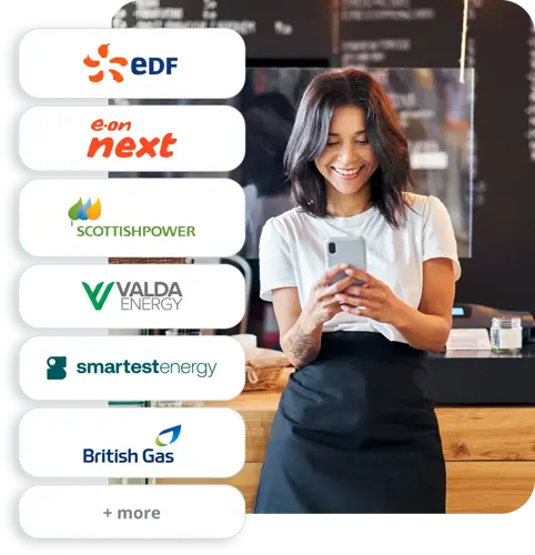 Small business owner comparing energy.